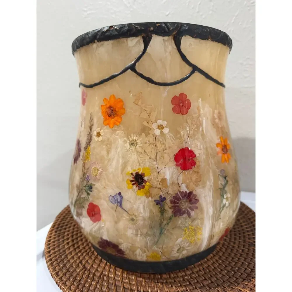 India Ink Fresh Fields Pressed Flowers Wastebasket